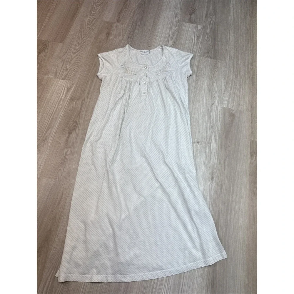 Miss Elaine Intimates Cotton Knit Sweetheart Neck Nightgown Size Small Feminine
